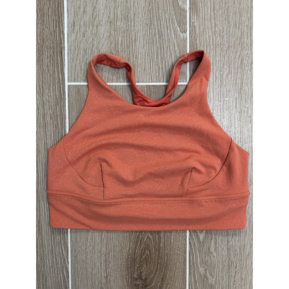 Lululemon Sports Bra Womens 12 Orange Wunder Train Longline Yoga Training EUC - Picture 1 of 12